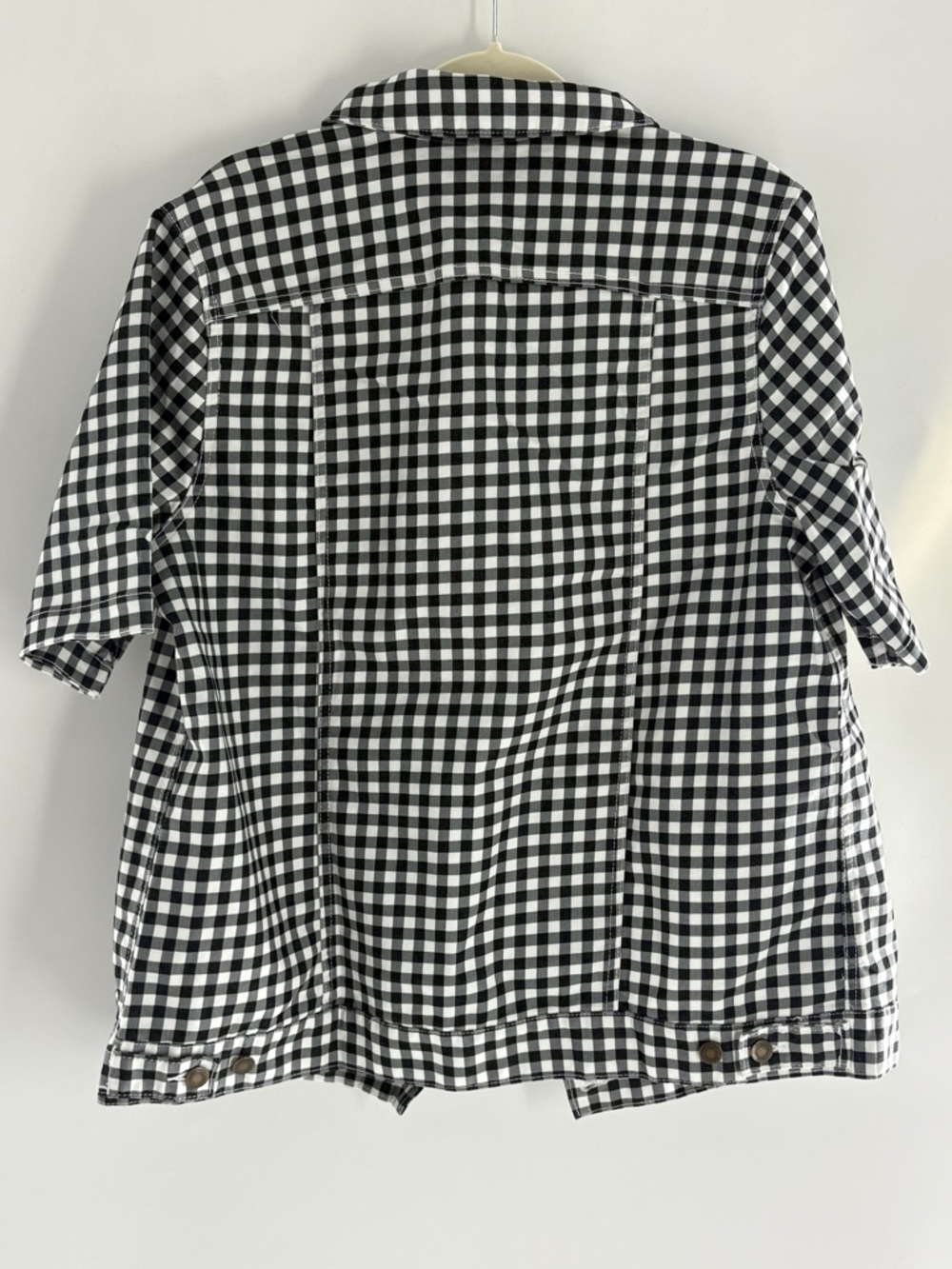 Woman Within Black and White Gingham Jean Jacket - Picture 3 of 6